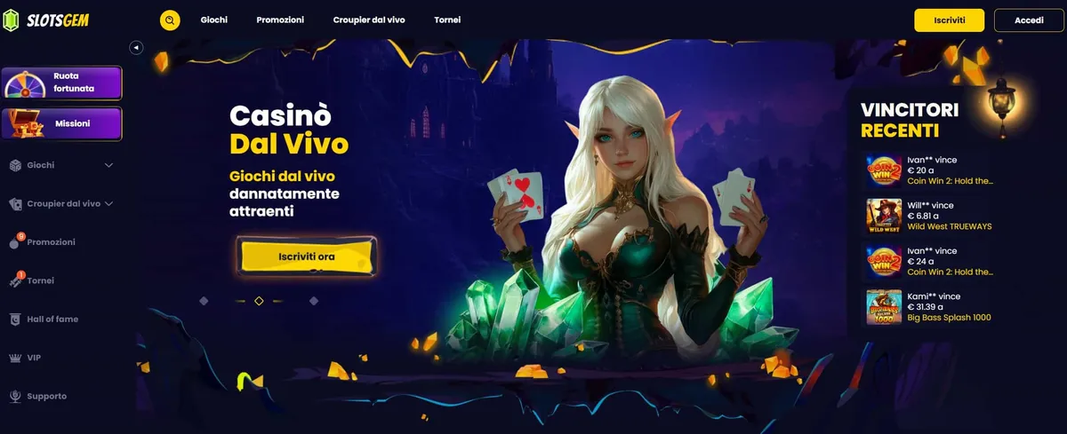 Slots Gem: interfaccia del crypto casino